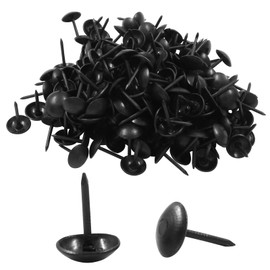 Auvotuis 200Pcs Black Upholstery Tacks, Antique Round Metal Thumb Tacks Furniture Upholstery Pins for Cork Board, Sofa, Craft, DIY Decoration (9 x 13mm)
