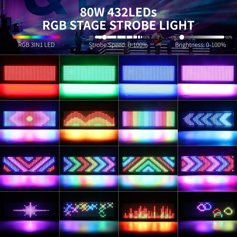 ENDYSHOW DJ Strobe Light for Parties,80W 432 LEDs RGB 3IN1
