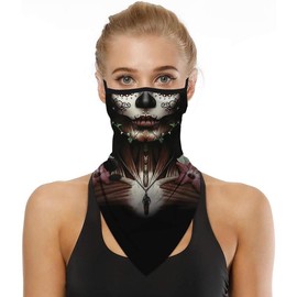 Neck Gaiter Face Mask Covering Bandanas for Men Women Summer UV Face Scarf Mask Cover Facemask Balaclava Headbands - Color: H: Black Grey White Red