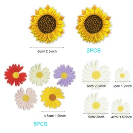 Woohome 35 PCS Mix Flower Iron On Patches Daisy Flower Sun Flower Sewing Repair Patches Patch Iron on Inside for Clothing Jeans and DIY Repair