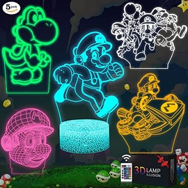 Moodlamp 5 in 1 sets gamer figures 16 color changing with remote control 3D night light children, gift Christmas birthday gift for children boys girls