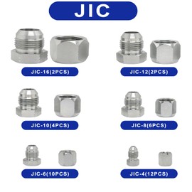 72 PCS JIC Master Industrial Hydraulic Cap and Plug, Hose Tube and Pipe Fitting Kit Cap and Plug Kit, Precision Threading in 37° Dash Sizes 4 6 8 10 12 16