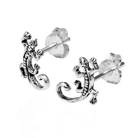 Petite Gecko Lizard Stud Earrings 925 Sterling Silver Metal Unknown, Metal, not known