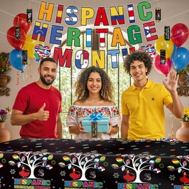 LOONELO Hispanic Heritage Month Tablecloths, 3 Pack Waterproof Plastic Table Covers 108 x 54 Inch, Latin American Spanish Traditional Party Decorations for Home, School, or Classroom Celebrations