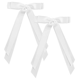 2 PCS Haarspangen mit großer Schleife langer Schwanz, Elegante Haarschleife Damen, Französische Haarspange Schleife, Haarspangen Accessoires für Mädchen Frauen, Perfekt für stilvolle Frisuren (Weiß)