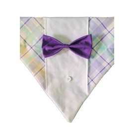 Easter Plaid Tuxedo Over the Collar Dog Bandana That Slips onto Their Existing Collar Size (Large)