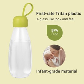 emoi BPA Free Water Bottle, 16oz/480ml Cute Water Bottle with Carrying Strap, Ideal for Kids Boys Girls Students Women Healthy Hydration-Green