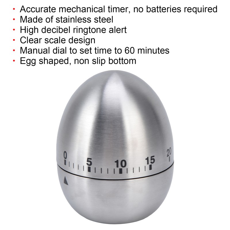Cooking Timer Egg Shaped Clear Scale Design Manual Mechanical 60