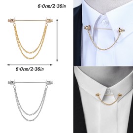 LONGHAO Set of 3 collar bar pins, tie collar pin, men's shirt collar clip, collar bar with chain, tie pins for men, suit accessories, for Valentine's Day, anniversary, party, meeting, date, 0, Metal