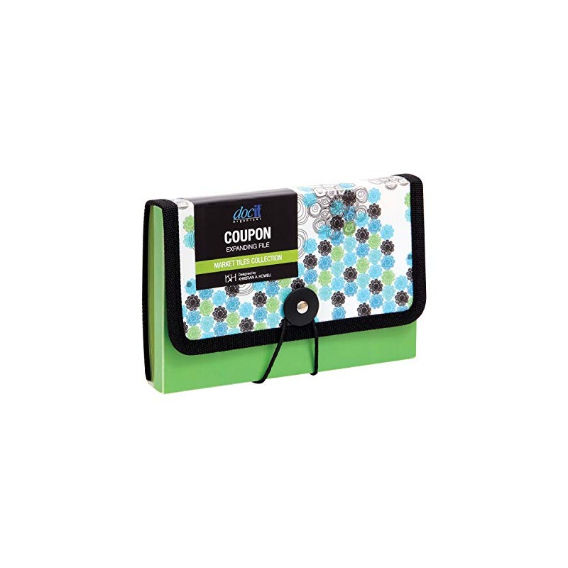 DocIt Organizer Coupon File, Designer Market Tiles, 13-Pockets Expanding File,