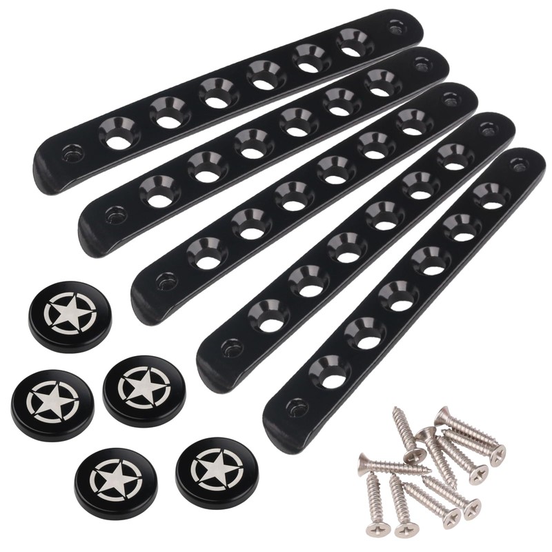 PKEDUO Black Door Handle Inserts + Star Push Button Covers