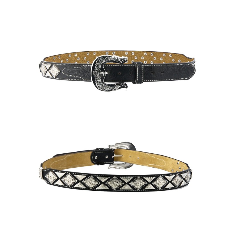 URAMAN Mens Western Belt Cowboy Country Concho Leather Belt for