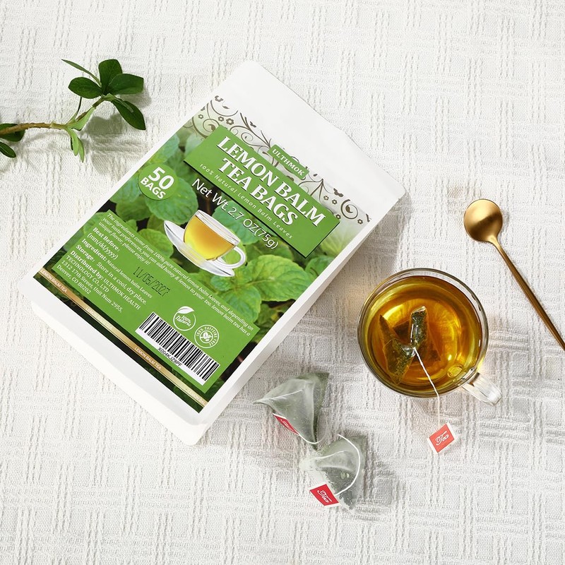 Premium Lemon Balm Leaf Tea, 50 Bags. Made with 100%