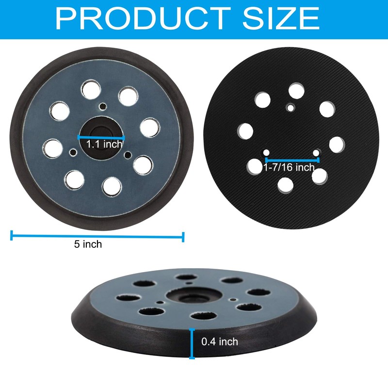 2 Pack 5 Inch 8 Hole Replacement Sander Pad for
