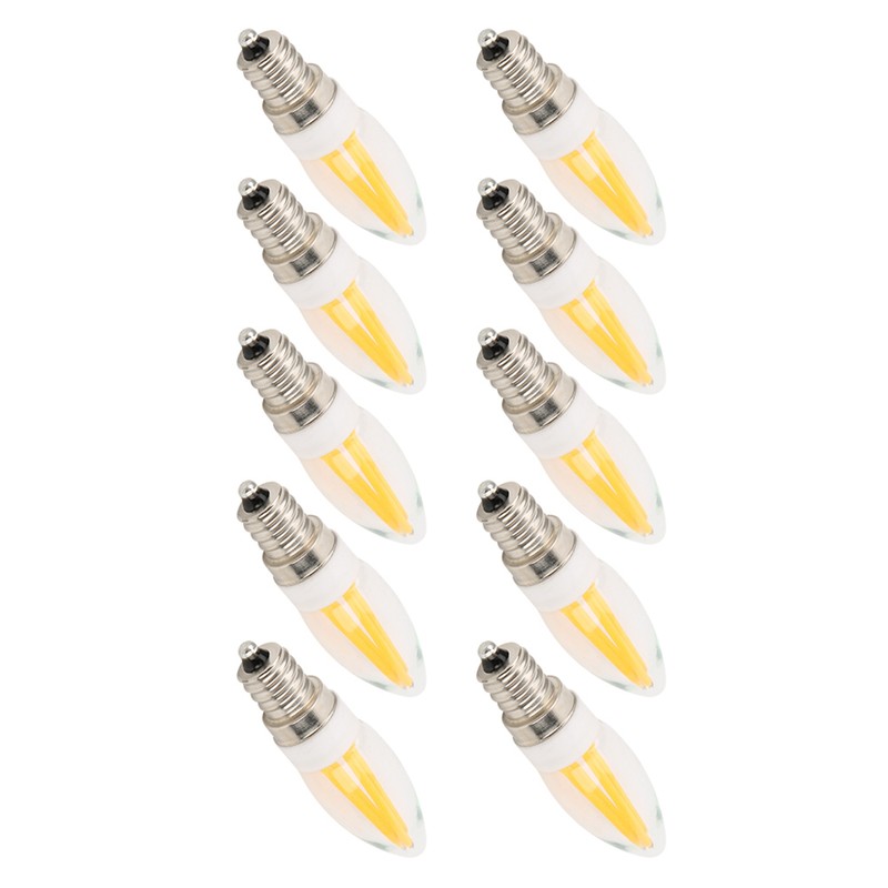 10Pcs E12 Long Filament Light Bulbs 3W AC110V Chandelier Ceiling