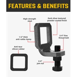 Wyckoff 2" Anti-Rattle Hitch Clamp with 2 Silencer Pads, Heavy Duty Steel Tightener & Hitch Stabilizer, Quieter Towing, Powder Coated for Corrosion Resistance