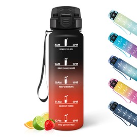 HoneyHolly Water Bottle, 500 ml Children's Water Bottle, Waterproof Water Bottle, Reusable with Time Scale, Sports Water Bottle for Running, Cycling, Work, School, Gym