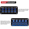 FXC Rocker Switch Aluminum Panel 5 Gang Toggle Switches Dash