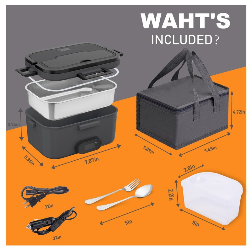 Kimfead Electric Lunch Box for Adults with Temperature Display 80W