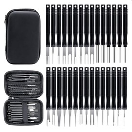 Pin Extractor Set Depinning Tool, 30 PCS Upgraded Terminal Removal Tool Kit, Auto Electrical Wire Connector Release Terminals Pins Puller Repair Tools with Tool Bag, for Most Terminals