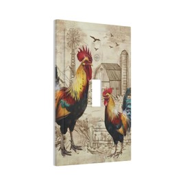 Algranben Farmhouse Rooster Farm Animal Light Switch Cover 1 Gang Single Toggle Rustic Barn Decorative Wall Plate Socket Covers Electrical Outlet Faceplate For Kitchen Bathroom Size 5 X 3