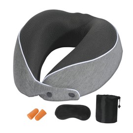 PKRANZYHKAL Travel Neck Pillows for Adults | Memory Foam Flight Pillows for Long Haul Flights | Ergonomic Design & Adjustable Width | Includes Eye Mask & Earplugs