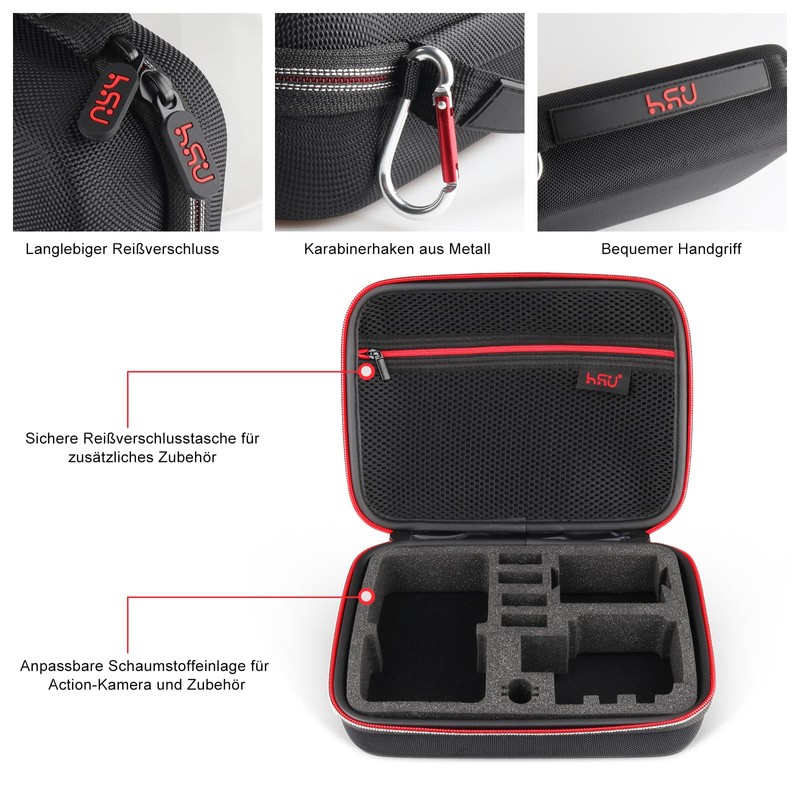 HSU Protective Carry Case for GoPro 2018/7/6/5/4/3+ and Accessories, with