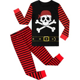 A&J DESIGN Baby Boys Pirate Pajamas Jammies Pjs Sets (3T, Red and Black)