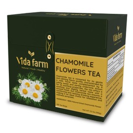 VIDA FARM 100 Chamomile Tea Bags, Natural Chamomile Flowers Tea Bags, Dried Chamomile Herbal Tea, Dried Chamomile Flowers Tea, Sugar Free, Caffeine Free, Gluten Free