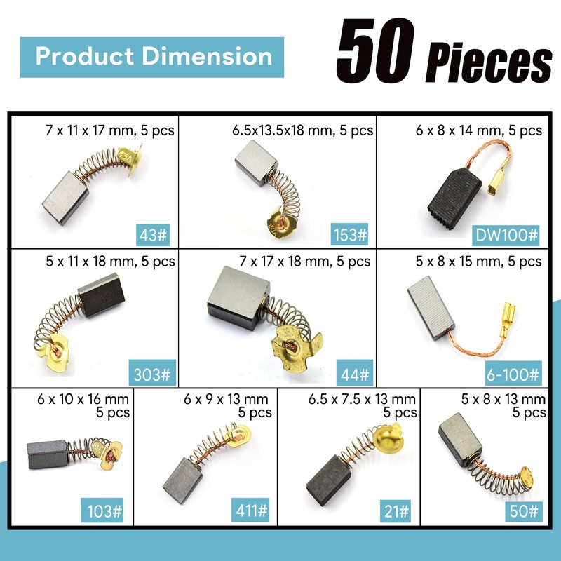 Electric Motor Carbon Brushes for Power Tools Repair Maintenance, Set
