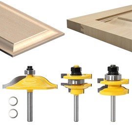 3 PCS Router Bits Set, 1/4-Inch Raised Panel Cabinet Door Router Bits Set, Ogee Rail and Stile Router Bits Set, Professional Carbide Milling Cutters for Woodworking
