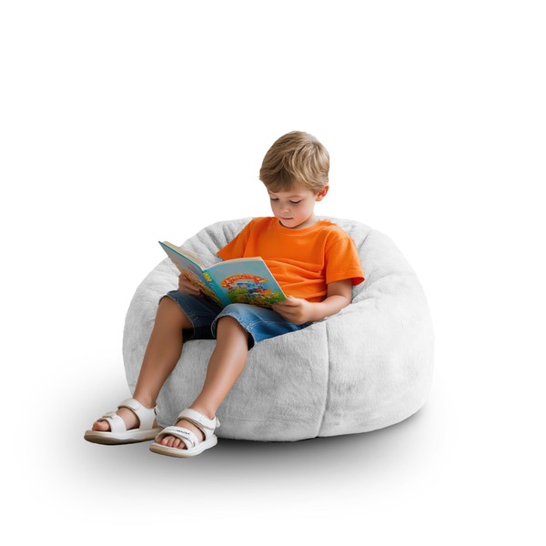 Modern Soft Fluffy Bean Bag Chair with Faux Rabbit Fur