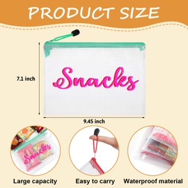 Aliceset 8 Pcs Large Snack Bags Waterproof Snack Pouch for Travel PVC Mesh Zipper Pouch Clear Letter Makeup Bags for Women Adult Travel Team Cheerleaders Teacher Daycare