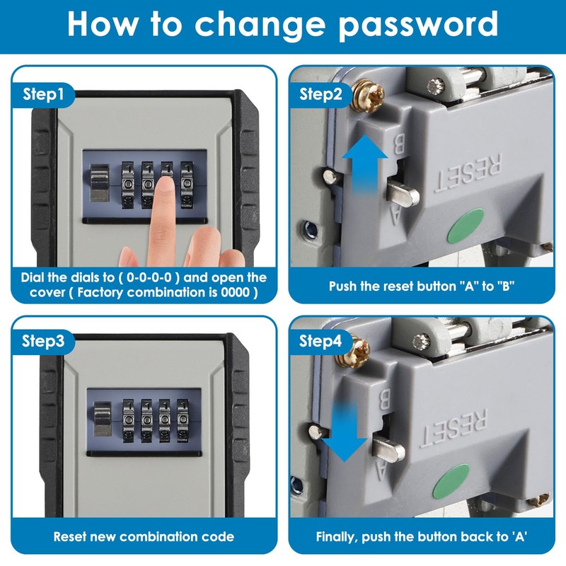 Key Safe Wall Mounted, Key Lock Box Outdoor, 4 Digit