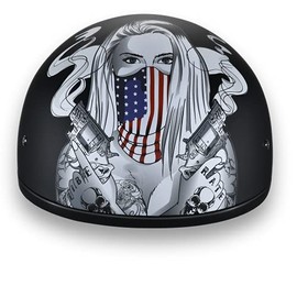 Daytona Helmets Half Skull Cap Motorcycle Helmet – DOT Approved [Make 'Em Pay] [M]