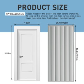 Peryiter Soundproof Blanket Thermal Insulated Door Curtain Thicken Cotton Warm Soundproofing Door Cover Warm Cold Protection for Living Room Garage Front Patio Kitchen(34 x 80 Inches)