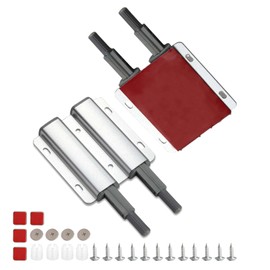 Redunest Double Push to Open Door Latch, 2 Pack Magnetic Push Latches, Adhesive Heavy Duty Touch Latch Hardware for Push to Open, Magnetic Catch for Cabinet Drawer Wardrobe Kitchen Door