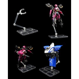 Action Base Plastic Model Stand, 1/144 Scale Tamashii Stage Display Stand, Clear, White Base, Fixed Angle, Set of 2