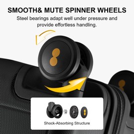 LEVEL8 Carry on Luggage Airline Approved, Small Carry-on Suitcases with Wheels, Lightweight Hardside Luminous Textured with Spinner Wheel, Tsa Lock, 18 Inch, Black