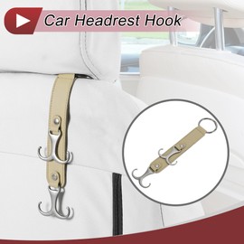 HEROFFIX 1 Stück für Geldbörsen und Taschen, Regenschirme usw. Auto-Kopfstützenhaken Robuste Auto-Rücklehnentaschenhaken Beige Kunstleder Metall 24,5x5,2 cm