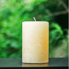 Rustic Textured Ivory Unscented Pillar Candle - Choose Size - Handmade