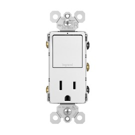 Legrand radiant RCD38WCC6 15 Amp Combination 2-in-1 Decorator Rocker Light Switch and Receptacle, One 3-Way Switch and One Tamper-Resistant Outlet, White (1 Count)
