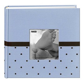 Pioneer Embroidered 200 Pocket Frame Fabric Cover Photo Album, Baby Blue