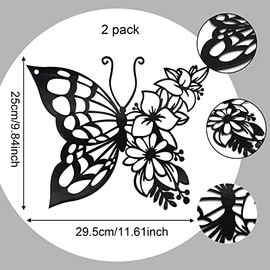 EZ4ENCE - 2 Piezas de Decoración de Mariposas para Pared, Decoración de Metal para Recámara, Sala de Estar, Hogar