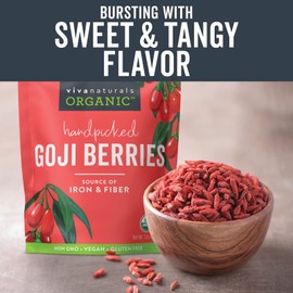 Viva Naturals Organic Goji Berries 16 Ounce Superfood Chewy Snack Vegan Gluten Free Non GMO
