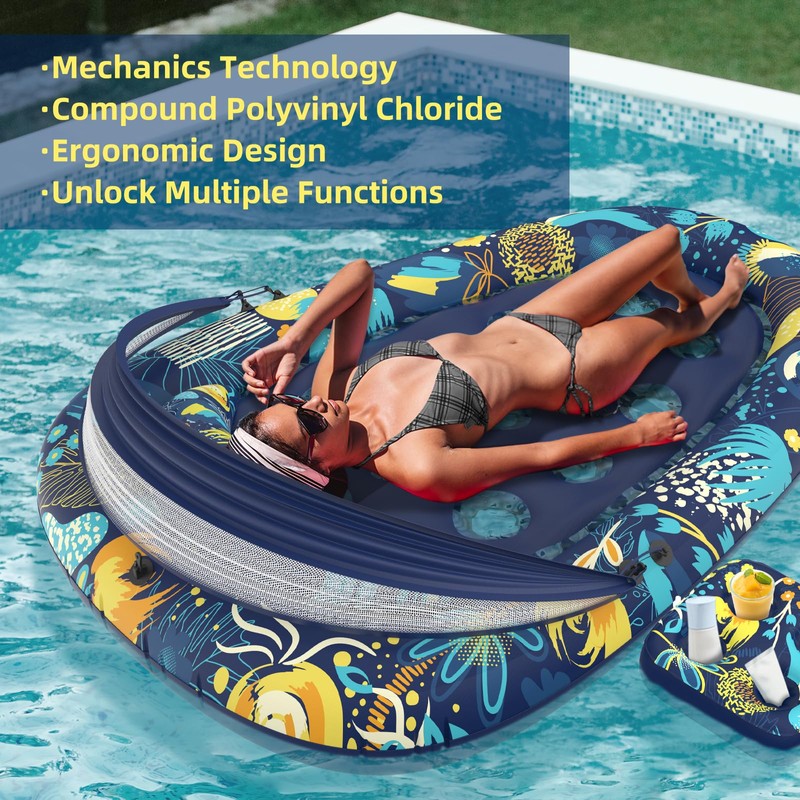 Sunikko X 3-in-1 Pool Floats with Canopy Cup Holder, Large