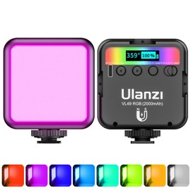 Luz de Relleno RGB Fotografía Vídeo, ULANZI Luz de LED Cámara 60 Perlas de Lámpara Iluminación Fotografía de Color Ajustable 2500-9500K Incorporada Batería para Canon, Nikon, Pentax, Panasonic
