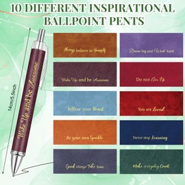 Yeaqee 50 Pcs Inspirational Ballpoint Pens Bulk Motivational Quotes Stylus Tip Christmas Retractable Ballpoint Gift Stylish Office Black Ink Pens for Women Employee, 5.5 Inch(Morandi Style)