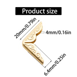 Adyoney 100Pcs 20mm / 3/4" Gold Metal Book Corner Protectors, Vintage Photo Corner Protector, for Scrapbooking, Photo Albums, Menus, and Folders, Vintage Style Book Edge Guards