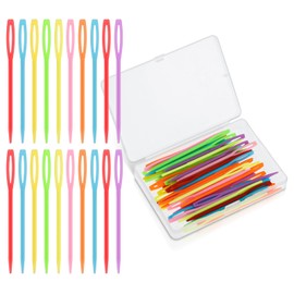 WLLHYF 50PCS Plastic Sewing Needles, 9 cm Large Eye Plastic Yarn Lacing Weaving Needles Embroidery Safety Needles for Kids DIY Sewing Handmade Crafts Needles Project